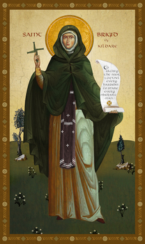 Image for St. Brigid of Kildare with Decorative Border (6.5 x 10)