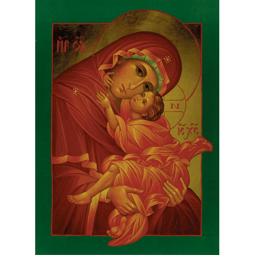 Image for Mother of God Sweet Kissing - Green border (7 x 10)